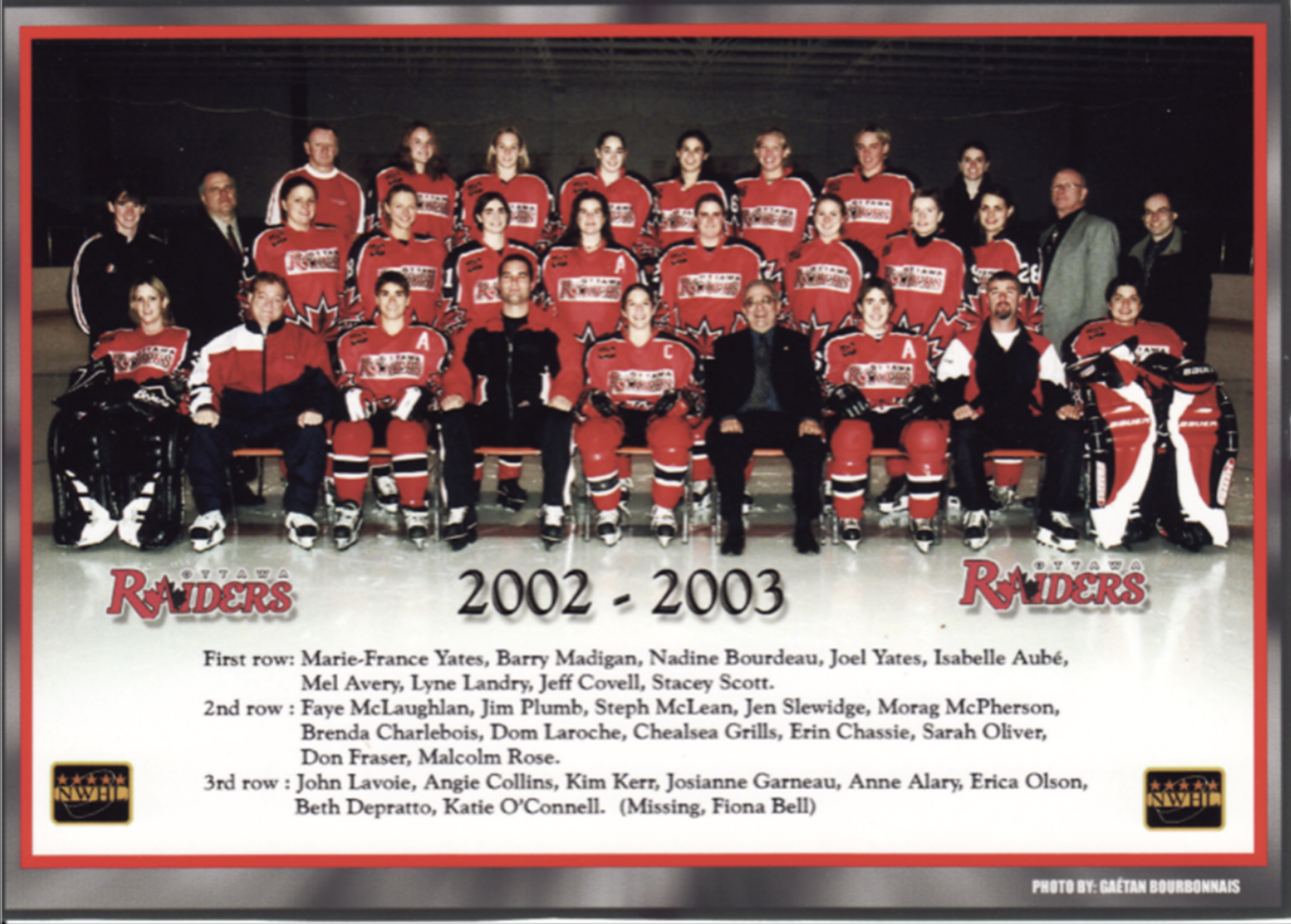 A Team Photo of the Ottawa Riders from 2002. Anne can be seen in the third row, fifth from the left.