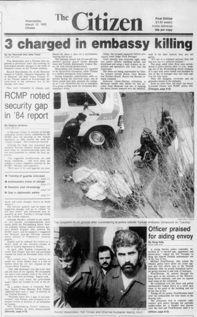 The front page of The Citizen newspaper on March 13, 1985.