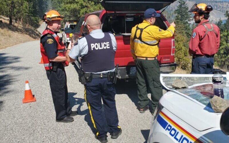 Unified Operational Command gather near West Kelowna, B.C., to discuss emergency planning for a fire.